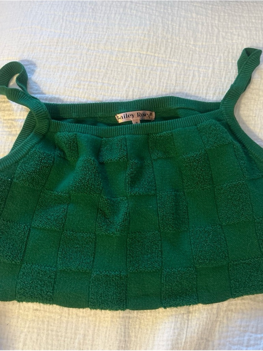 Bailey Rose Green Textured Knit Crop Top